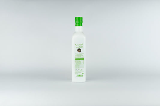 Vista trasera de botella CIERZO Arbara — información del producto