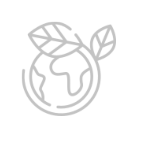 Ícono del planeta Tierra con hojas, representa agricultura sostenible y ecológica
