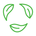 Icono de sostenibilidad con tres hojas verdes